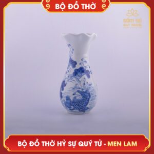 Bộ đồ thờ men lam Hỷ Sự Quý Tử bo do tho men lam hy su quy tu 12