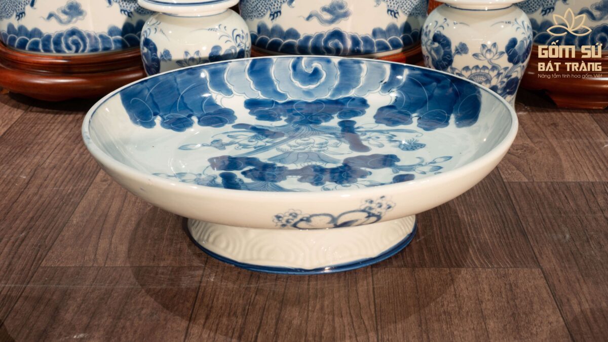 Bộ đồ thờ men lam Hỷ Sự Quý Tử bo do tho men lam hy su quy tu 7