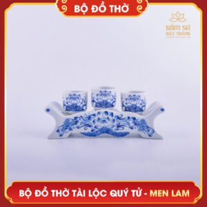 Bộ đồ thờ men lam Tài Lộc Quý Tử bo do tho men lam tai loc quy tu 20