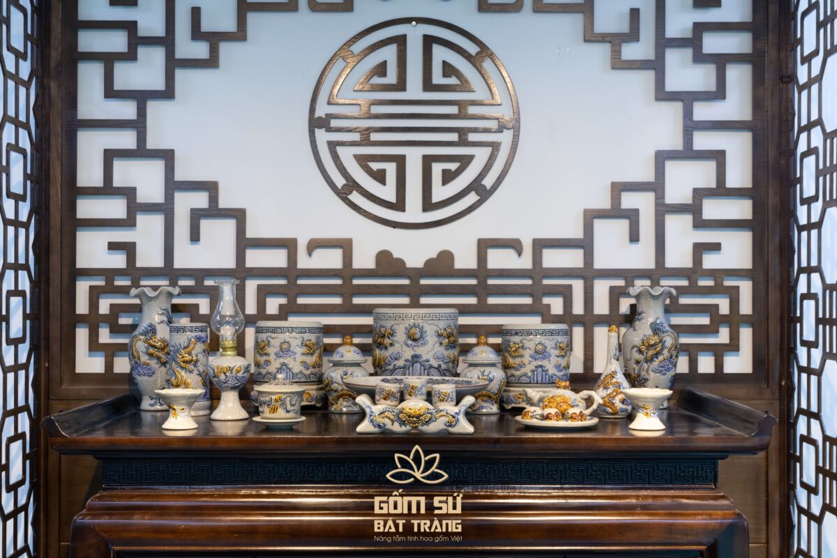 Bộ đồ thờ men rạn Hỷ Sự Nạp Phúc Bộ đồ thờ men rạn Hỷ Sự Nạp Phúc - Gia đạo an khang, phúc lộc viên mãn