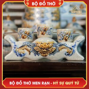 Bộ đồ thờ men rạn Hỷ Sự Quý Tử bo do tho men ran hy su quy tu 14