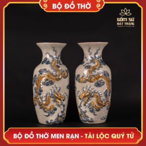 Bộ đồ thờ men rạn Tài Lộc Quý Tử bo do tho men ran tai loc quy tu 16