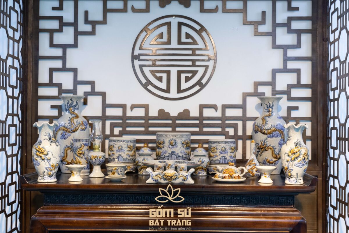 Bộ đồ thờ men rạn Tài Lộc Quý Tử Bộ đồ thờ men rạn Tài Lộc Quý Tử - Con cháu hiển vinh, gia đình vượng phát