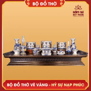 Bộ đồ thờ vẽ vàng Hỷ Sự Nạp Phúc