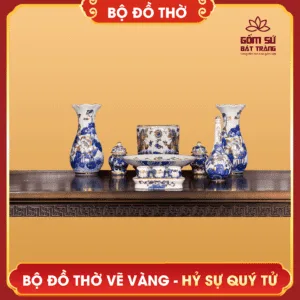 Bộ đồ thờ vẽ vàng Hỷ Sự Quý Tử