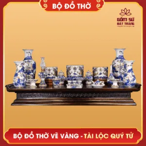 Bộ đồ thờ vẽ vàng Tài Lộc Quý Tử