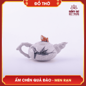 Ấm chén thờ Quả Đào men rạn am chen tho qua dao men ran 4