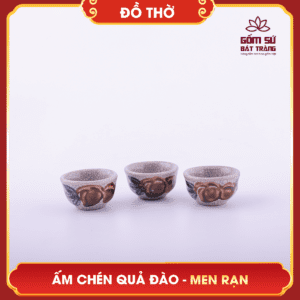 Ấm chén thờ Quả Đào men rạn am chen tho qua dao men ran 5