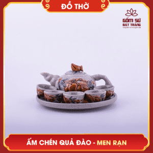 Ấm chén thờ Quả Đào men rạn am chen tho qua dao men ran 6