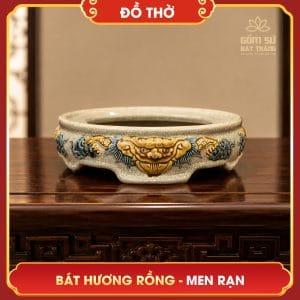 Bát hương Lưỡng Long Chầu Nguyệt men rạn bat huong luong long chau nguyet men ran 19