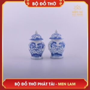 Bộ đồ thờ men lam Phát Tài bo do tho men lam phat tai 20