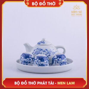 Bộ đồ thờ men lam Phát Tài bo do tho men lam phat tai 26