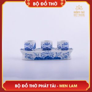 Bộ đồ thờ men lam Phát Tài bo do tho men lam phat tai 27