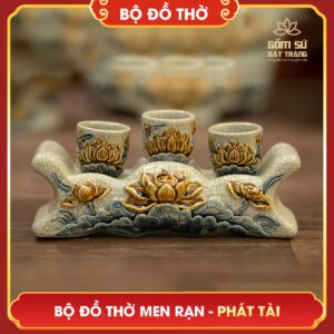 Bộ đồ thờ men rạn Phát Tài bo do tho men ran phat tai 11