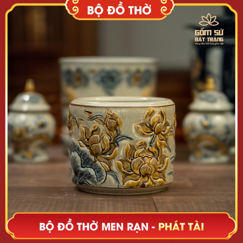 Bộ đồ thờ men rạn Phát Tài bo do tho men ran phat tai 21