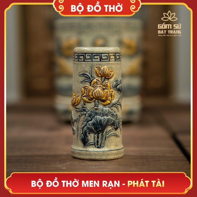 Bộ đồ thờ men rạn Phát Tài bo do tho men ran phat tai 22