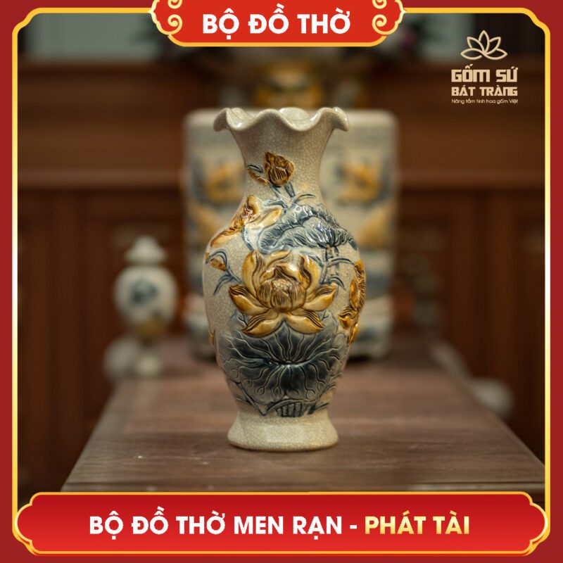 Bộ đồ thờ men rạn Phát Tài bo do tho men ran phat tai 23
