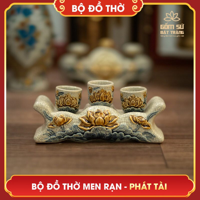 Bộ đồ thờ men rạn Phát Tài bo do tho men ran phat tai 27