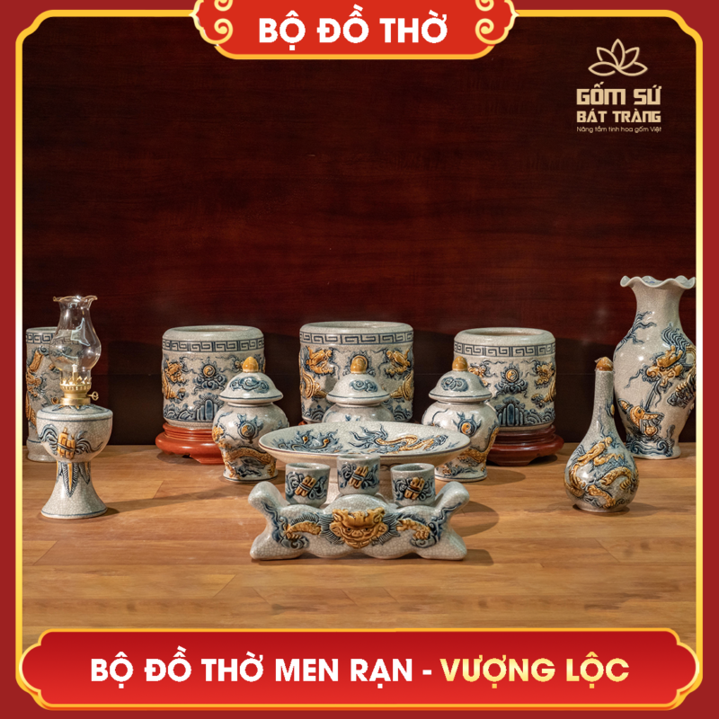 Bộ đồ thờ men rạn Vượng Lộc