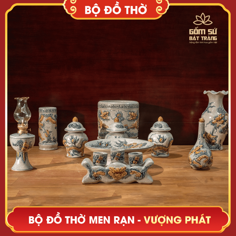 Bộ đồ thờ Vượng Phát men rạn