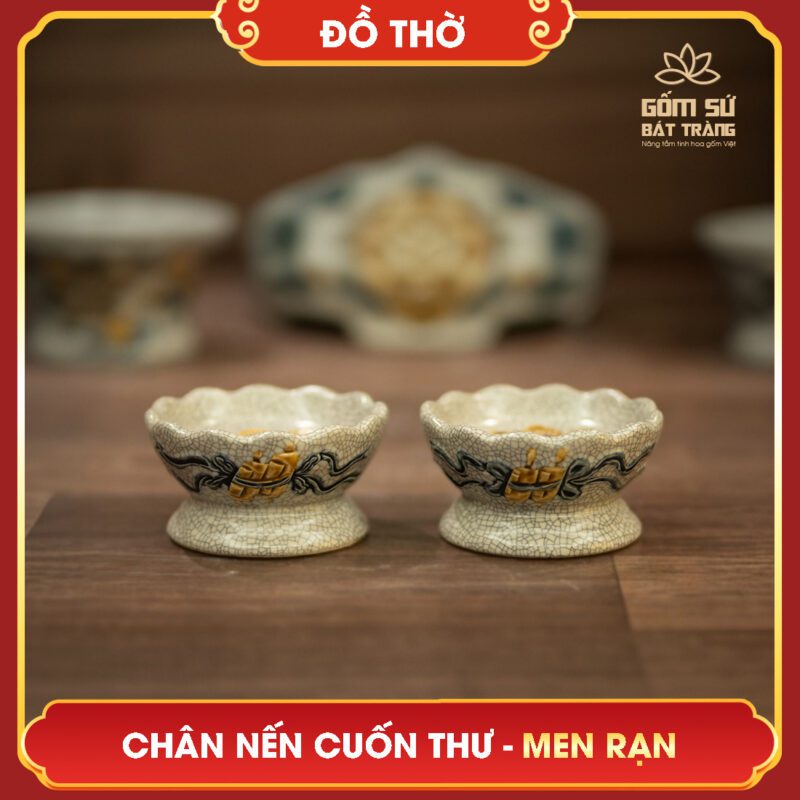 Chân nến Cuốn Thư men rạn chan nen cuon thu men ran 6