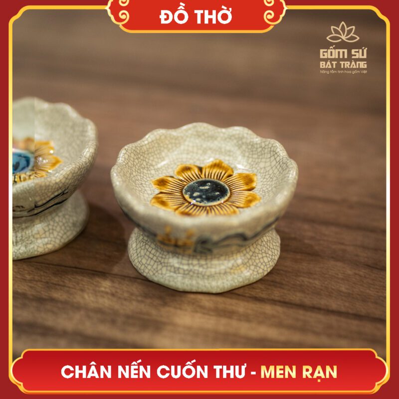 Chân nến Cuốn Thư men rạn chan nen cuon thu men ran 7