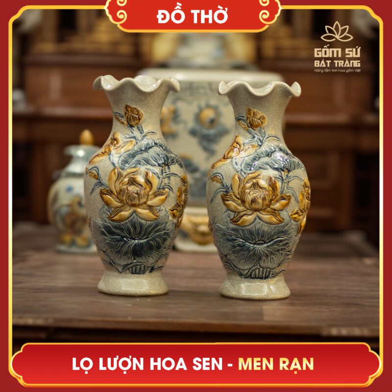 Lọ lượn Hoa Sen men rạn lo luon hoa sen men ran 11