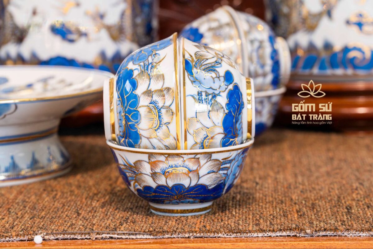 Bát cúng Hoa Sen vẽ vàng bat cung hoa sen ve vang 4