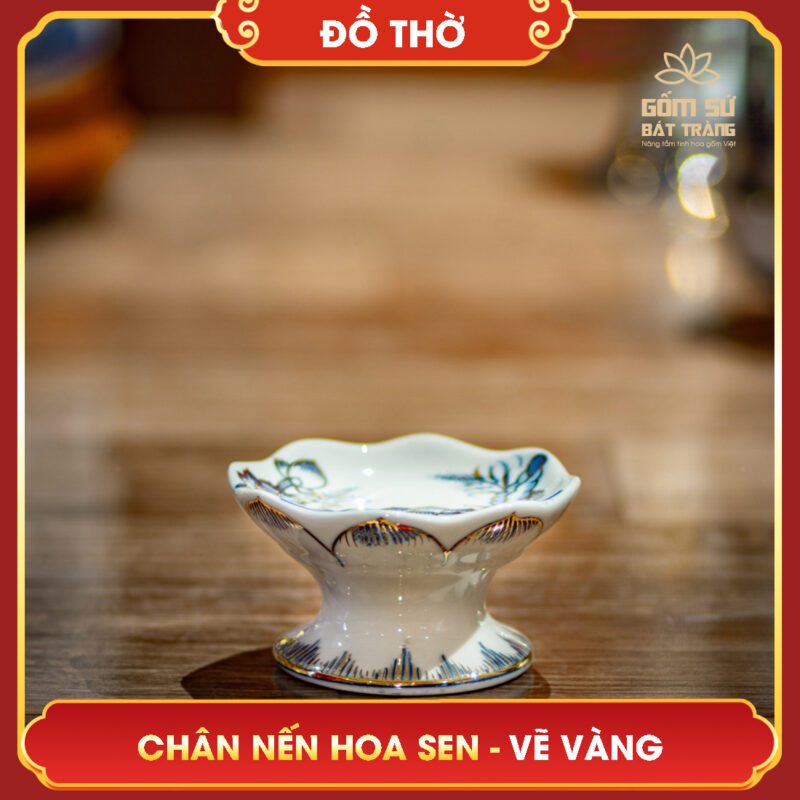 Chân nến Hoa Sen vẽ vàng chan nen hoa sen ve vang 2