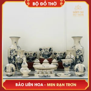 Bộ đồ thờ men rạn Bảo Liên Hoa