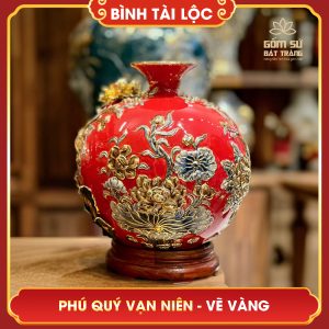 Bình tài lộc vẽ vàng Phú Quý Vạn Niên H30 binh tai loc phu quy van nien h30 11