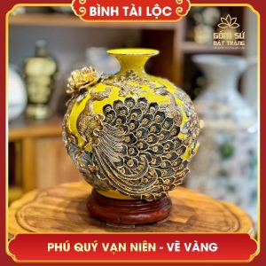 Bình tài lộc vẽ vàng Phú Quý Vạn Niên H30 binh tai loc phu quy van nien h30 12