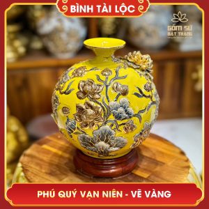 Bình tài lộc vẽ vàng Phú Quý Vạn Niên H30 binh tai loc phu quy van nien h30 13