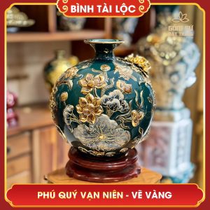 Bình tài lộc vẽ vàng Phú Quý Vạn Niên H30 binh tai loc phu quy van nien h30 15