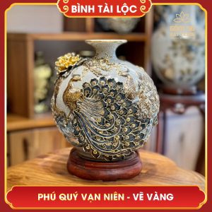 Bình tài lộc vẽ vàng Phú Quý Vạn Niên H30 binh tai loc phu quy van nien h30 18