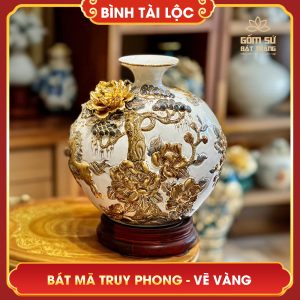 Bình tài lộc vẽ vàng Bát Mã Truy Phong H30 binh tai loc ve vang bat ma truy phong H30 11