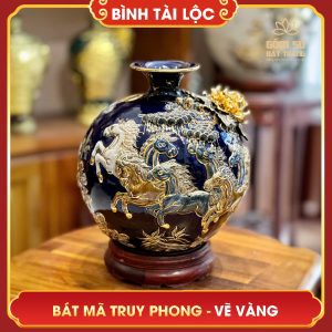 Bình tài lộc vẽ vàng Bát Mã Truy Phong H30 binh tai loc ve vang bat ma truy phong H30 12