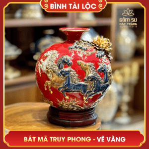 Bình tài lộc vẽ vàng Bát Mã Truy Phong H30 binh tai loc ve vang bat ma truy phong H30 4