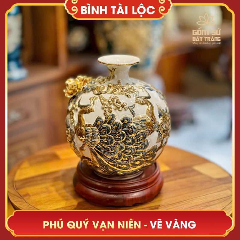 Top 10 mẫu bình gốm sứ hút tài lộc Bát Tràng HOT nhất hiện nay binh tai loc ve vang phu quy van nien h22 4