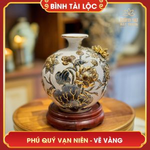 Bình tài lộc vẽ vàng Phú Quý Vạn Niên H22 binh tai loc ve vang phu quy van nien h22 6