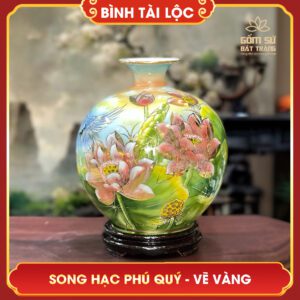 Bình tài lộc vẽ vàng Song Hạc Phú Quý H30 binh tai loc ve vang song hac phu quy h30 14