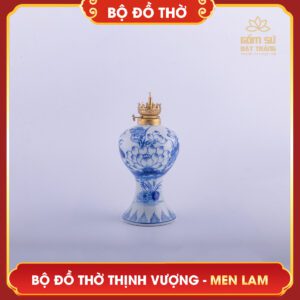 Bộ đồ thờ men lam Thịnh Vượng bo do tho men lam thinh vuong 16