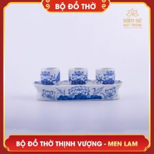 Bộ đồ thờ men lam Thịnh Vượng bo do tho men lam thinh vuong 18