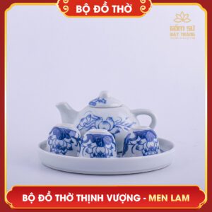 Bộ đồ thờ men lam Thịnh Vượng bo do tho men lam thinh vuong 19