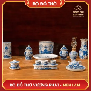 Bộ đồ thờ men lam Vượng Phát