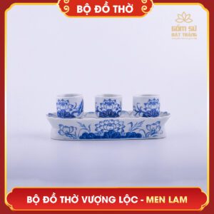 Bộ đồ thờ men lam Vượng Lộc bo do tho vuong loc men lam 27