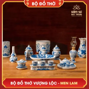 Bộ đồ thờ men lam Vượng Lộc