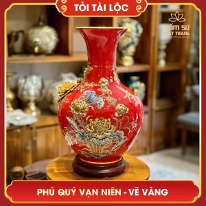 Tỏi tài lộc vẽ vàng Phú Quý Vạn Niên H62 dáng loe toi tai loc ve vang phu quy van nien h62 dang loe 21
