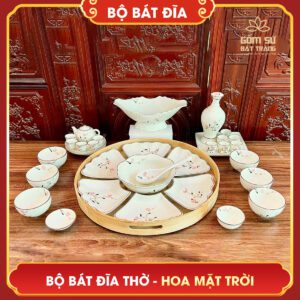 Bộ bát đĩa thắp hương Hoa Mặt Trời bo bat dia hoa mat troi 4