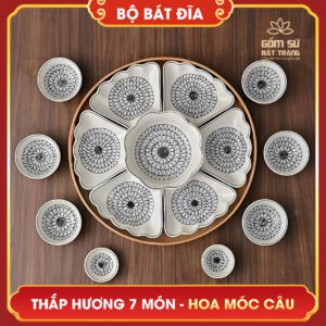 Bộ bát đĩa thắp hương 7 món bo bat dia thap huong 7 mon 7